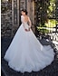 זול שמלות כלה-אירוסין רשמי שמלות חתונה נשף אשליה שרוול ארוך שובל קורט תחרה שמלות כלה עם תחרה אפליקציות 2024