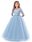 cheap Party Dresses-Kids Little Girls&#039; Dress Floral Lace Solid Color Party Wedding Evening Hollow Out Princess White Blue Purple Lace Tulle Maxi Swing Mesh Dress Short Elbow Sleeve Flower Vintage Gowns Dresses 3-14 Years