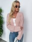 cheap Cardigans-Women&#039;s Cardigan Knitted Solid Color Casual Long Sleeve Sweater Cardigans Crew Neck Fall Blushing Pink