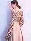 cheap Prom Dresses-A-Line Glittering Elegant Prom Formal Evening Dress Jewel Neck 3/4 Length Sleeve Floor Length Satin with Sequin 2022