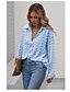 cheap Blouses &amp; Shirts-Women&#039;s Blouse Eyelet top Swiss Dot Blouse Plain Shirt Collar Button Basic Streetwear Tops Light Blue Blushing Pink Black