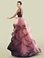 Χαμηλού Κόστους Επίσημα φορέματα-Γραμμή Α Βραδινά φορέματα Πολυτελές Φόρεμα Αρραβώνας Ουρά Αμάνικο Λαιμόκοψη V Δαντέλα με Διακοσμητικά Επιράμματα 2022 / Επίσημο Βραδινό
