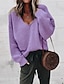 cheap Cardigans-Women&#039;s Pullover Sweater Jumper Solid Color Knitted Stylish Basic Casual Long Sleeve Regular Fit Sweater Cardigans Fall Winter V Neck Purple Yellow Gray / Holiday