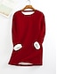 cheap Super Sale-Women&#039;s Plus Size Tops Solid Color Fleece Pullover Sweatshirt Long Sleeve Basic Casual Crew Neck Polyester Home Daily Winter Fall Wine Red Big red