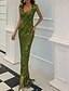cheap Party Dresses-Sheath / Column Sparkle bodycon Party Wear Formal Evening Dress V Neck Sleeveless Floor Length Sequined with Sequin Tassel 2022