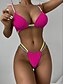 cheap Bikini Sets-Women&#039;s Swimwear Bikini 2 Piece Normal Swimsuit Thong Bikini Drawstring Solid Color Light Blue Green Black Royal Blue Red Plunge Bathing Suits New Neutral Sexy / Padded Bras