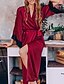 cheap Women&#039;s Sleep &amp; Lounge-Women&#039;s 1 pc Robes Gown Bathrobes Satin Simple Comfort Pure Color Polyester Home Wedding Party Beach V Wire Gift Long Sleeve Basic Fall Winter Belt Included Green Black / Lace Up / Sweet / Spa