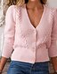 cheap Cardigans-Women&#039;s Cardigan Solid Color Knitted Stylish Long Sleeve Sweater Cardigans Fall V Neck Blushing Pink Orange White