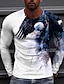 billiga djur &amp; muppar-Herr Unisex Skjorta T-shirt T-shirts Grafiska tryck Örn Rund hals Vit Gul Blå Purpur 3D-tryck Dagligen Helgdag Långärmad Mönster Kläder Designer Ledigt Stor och hög