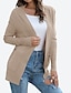cheap Cardigans-Women&#039;s Cardigan Knitted Front Pocket Solid Color Basic Casual Soft Long Sleeve Regular Fit Sweater Cardigans Open Front Fall Winter Spring Blue Wine Black / Going out
