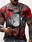 tanie męska koszulka 3d-Męskie Dla obu płci Podkoszulek Koszula Koszulki Księżyc Wzory graficzne Półgolf Wino Niebieski Fioletowy Żółty Czerwony Druk 3D Halloween Codzienny Krótki rękaw Nadruk Odzież Designerskie Codzienny