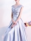 cheap Party Dresses-A-Line Evening Gown Elegant Dress Wedding Guest Floor Length Sleeveless Jewel Neck Satin with Sash / Ribbon Pleats Appliques 2023