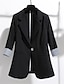 cheap Women&#039;s Blazer&amp;Suits-Women&#039;s Blazer Daily Work Spring Fall Regular Coat Regular Fit Warm Breathable Streetwear Casual Jacket 3/4 Length Sleeve Plain Pocket White Black Apricot