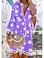 cheap Print Dresses-Women&#039;s Floral Dress Boho Dress Mini Dress Pink Orange Light Blue 3/4 Length Sleeve Floral Tassel Fringe Summer Spring V Neck Vintage Vacation Summer Dress Spring Dress 2023 S M L XL XXL 3XL