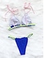 cheap Bikini Sets-Women&#039;s Swimwear Bikini 2 Piece Normal Swimsuit Thong Bikini Drawstring Solid Color Light Blue Green Black Royal Blue Red Plunge Bathing Suits New Neutral Sexy / Padded Bras