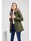 abordables Chaquetas y parkas para mujer-Mujer parque Casual Otoño Invierno Largo Abrigo Ajuste regular Básico Casual Chaquetas Manga Larga Un Color Clásico Rosa Verde Ejército / Primavera / Con Forro