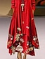 levne Neformální šaty nadměrná velikost-dámské velikonoční šaty plus size křivky ležérní šaty květinové s výstřihem dlouhý rukáv podzimní jarní šaty ležérní maxi šaty denní šaty