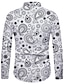 billige herre 3d skjorter-Herre Skjorte 3D-udskrivning Blomstret Krave Afslappet Daglig 3D-udskrivning Knap ned Langærmet Toppe Afslappet Mode Bekvem Hvid / Sport / Efterår