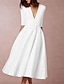 ieftine Rochii Party-rochie de petrecere semiformală de damă rochie leagăn rochie midi verde alb jumătate de mânecă culoare pură fâșie toamnă primăvară v adânc cald elegant subțire 2023 s m l xl xxl 3xl / invitată la