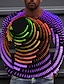 billige Geometrisk-Herre T skjorte 3D Print Grafiske trykk Spiral Stripe Crew-hals Svart Gul Rosa Rød Blå 3D-utskrift Daglig Ferie Langermet Trykt mønster Klær Designer Fritid Stor og høy