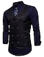 billige Herrevest-Herre سترة Veste Bryllup Arbeid Gate Virksomhet Elegant Forretning Høst Lomme Polyester Pustende Helfarge Dobbeltkneppet V-hals Normal Svart Hvit Vin Navyblå Vest