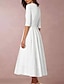 tanie Sukienki na przyjęcia-damskie półformalne przyjęcie sukienka sukienka rozkloszowana sukienka midi zielony biały półrękaw czysty kolor ruched jesień wiosna głębokie v gorący elegancki szczupła 2023 s m l xl xxl 3xl / gość