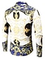 billiga smokingskjortor för män-Henley skjorta herrskjorta blommiga växter klassisk krage hem casual långärmad slimmad toppar lätt elegant casual mode vit / sport