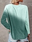 cheap Women&#039;s T-shirts-Women&#039;s T shirt Tee Designer Color Gradient Long Sleeve Round Neck Daily Weekend Clothing Clothes Designer Basic Green Gray Purple