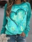 cheap Women&#039;s Hoodies &amp; Sweatshirts-Women&#039;s Sweatshirt Pullover Heart Print Sports Going out 3D Print Active Streetwear Hoodies Sweatshirts  Green Blue Pink