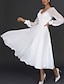 cheap Wedding Dresses-A-Line Wedding Dresses V Neck Tea Length Chiffon Long Sleeve Simple Vintage Little White Dress with Pleats 2022