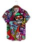 cheap Hawaiian Shirts-suoyi men&#039;s individual design skull flower print short sleeve casual loose beach hawaiian shirt hawaiian blue
