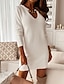 cheap Casual Dresses-Women&#039;s Short Mini Dress Sheath Dress White Black Khaki Long Sleeve Hollow Out Patchwork Solid Color V Neck Fall Winter Stylish Casual 2022 S M L XL XXL