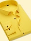 preiswerte Businesshemden für Herren-Herren Oberhemd Knopfhemd Kragenhemd Hellrosa Weiß Gelb Langarm Glatt Quadratischer Ausschnitt Ganzjährig Hochzeit Arbeit Bekleidung Bedruckt