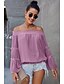 cheap Women&#039;s Tops-Women&#039;s Going out Blouse Shirt Long Sleeve Plain Off Shoulder Lettuce Trim Casual Streetwear Tops Loose Chiffon Blue Blushing Pink Army Green