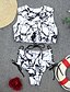 cheap Bikini Sets-Women&#039;s Swimwear Bikini 2 Piece Swimsuit Drawstring Print Tie Dye Black Padded High Neck Bathing Suits New Sexy / Padded Bras / Slim