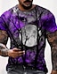 halpa miesten 3d t-paita-Miesten Sukupuolineutraali T-paita Paita T-paidat MOON Graafiset tulosteet Tiukka pyöreä kaula-aukko Viini Sininen Purppura Keltainen Rubiini 3D-tulostus Halloween Päivittäin Lyhythihainen Painettu