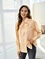 cheap Blouses &amp; Shirts-Women&#039;s Blouse Light Brown Red White Lace up Plain Sparkly Daily Work Long Sleeve Shirt Collar Streetwear Silk Like Satin Regular S / Machine wash / Smooth Sensations