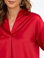 cheap Blouses &amp; Shirts-Women&#039;s Blouse Light Brown Red White Plain Work Weekend Long Sleeve Shirt Collar Streetwear Silk Like Satin Regular S / Machine wash / Smooth Sensations