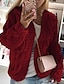 cheap Cardigans-Women&#039;s Cardigan Solid Color Knitted Basic Casual Chunky Long Sleeve Loose Sweater Cardigans Fall Winter Hooded Open Front Wine Dusty Rose Gray