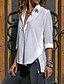 preiswerte Blusen und Hemden für Damen-Damen Hemd Bluse Schwarz Weiß Gelb Glatt Taste Asymmetrisch Langarm Täglich Wochenende Strassenmode Brautkleider schlicht Hemdkragen Standard S