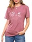 economico T-Shirt da donna-Per donna maglietta Gatto Pop art Stampa Rotonda Essenziale Vintage Top Standard Blu Rosa Vino