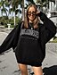 billiga Huvtröjor och tröjor till damer-Dam Huvtröja Tröja Slogan Los Angeles Dagligen Bomull Grundläggande Ledigt Pull Tröjor Förstoringar Svart Grå