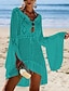 preiswerte schlichte Kleider-Damen Sommerkleid Cover-Up überdimensional Gehäkelt Urlaub Sport Langarm Weinrot Lake Green Schwarz Farbe