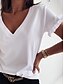 preiswerte Super Sale-Damen T-Shirt Glatt Solide Rüsche V-Ausschnitt Grundlegend Oberteile Purpur Rosa Weiß