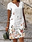 cheap Midi Dresses-Women&#039;s Casual Dress Shift Dress Midi Dress Green Gray White Short Sleeve Flower Print Spring Summer V Neck Basic Daily Vacation Weekend 2022 S M L XL XXL XXXL