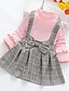 cheap Girls&#039; Clothing Sets-Kids Girls&#039; T-shirt &amp; Skirt Long Sleeve 2 Pieces Black Pink Yellow Bow Plaid Daily Cotton Regular Active Sweet 3-8 Years / Fall / Spring