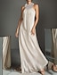 Χαμηλού Κόστους Βραδινά Φορέματα-Ίσια Γραμμή Όμορφη Πλάτη Φόρεμα πάρτι Επίσημο Βραδινό Φόρεμα Δένει στο Λαιμό Αμάνικο Ουρά Σιφόν με Χάντρες Πούλιες Που καλύπτει 2022