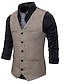 cheap Men&#039;s Vest-Men&#039;s Vest Waistcoat Wedding Daily Sporty 1920s Fall Pocket Polyester Thermal Warm Solid Color Single Breasted V Neck Regular Fit Black Coffee Gray Vest