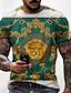 cheap Men&#039;s 3D Tee-Men&#039;s Shirt T shirt Tee Tee Funny T Shirts Graphic Lion Crew Neck Black White Green 3D Print Plus Size Casual Daily Short Sleeve Clothing Apparel Vintage Designer Basic Slim Fit