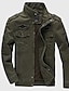 cheap Men&#039;s Jackets &amp; Coats-Men&#039;s Winter Jacket Winter Coat Jacket Thermal Warm Breathable Street Daily Zipper Stand Collar Casual Jacket Outerwear Solid Color Pocket Army Green Khaki Black / Fall / Cotton / Long Sleeve